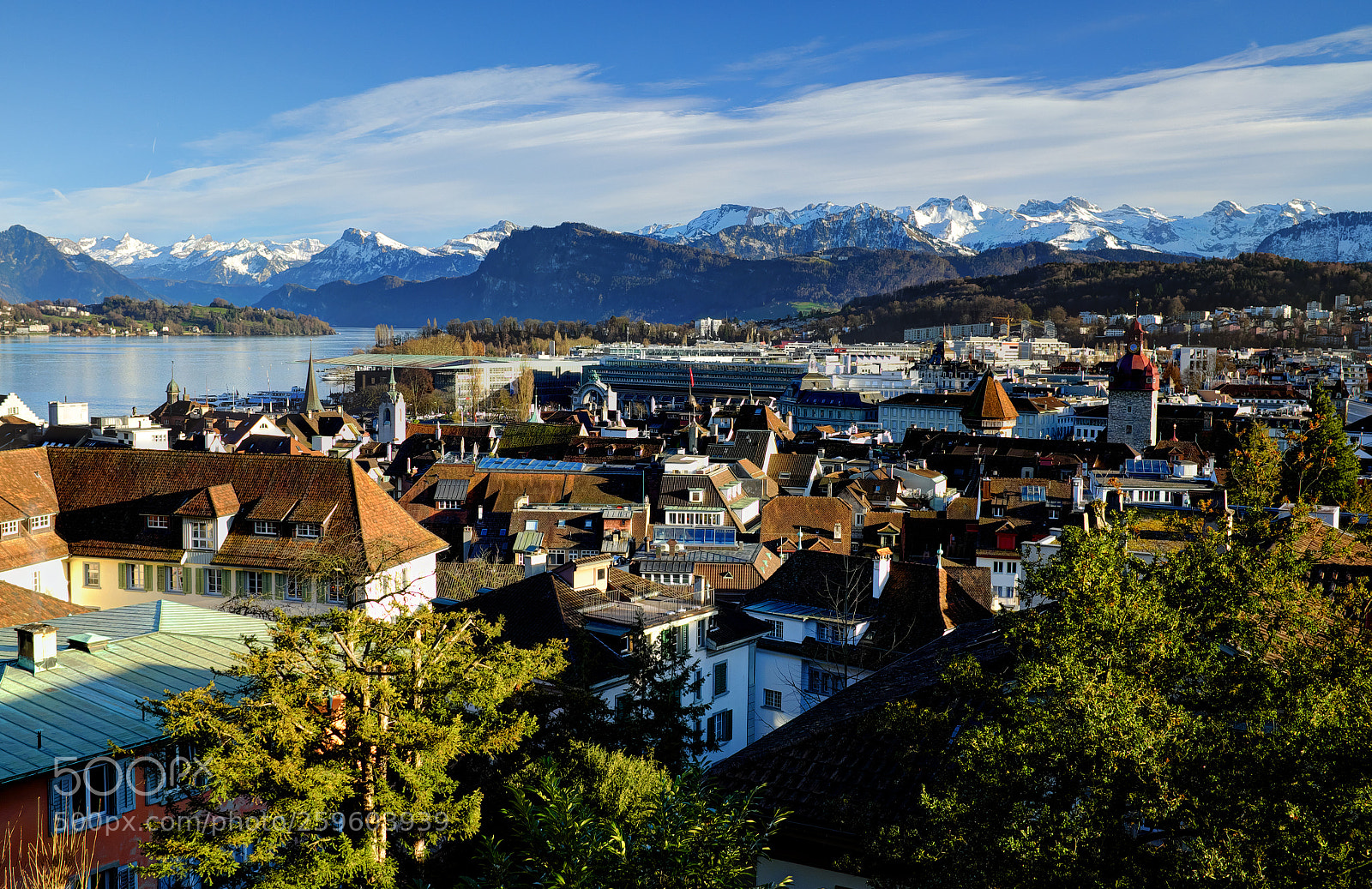 Fujifilm X100T sample photo. Lucerne city skyline, lucerne photography