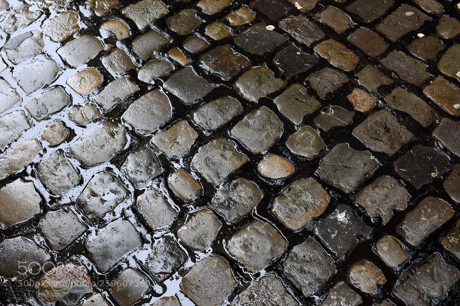 Fujifilm X100T sample photo. Wet cobblestone street, old photography