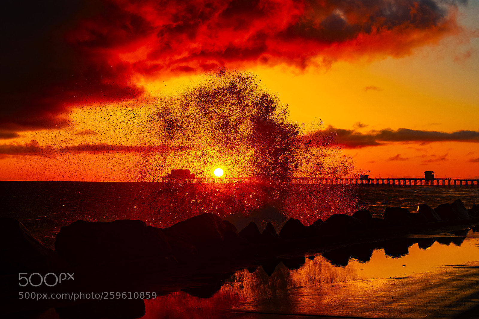 Nikon D500 sample photo. Waves crash at sunset photography