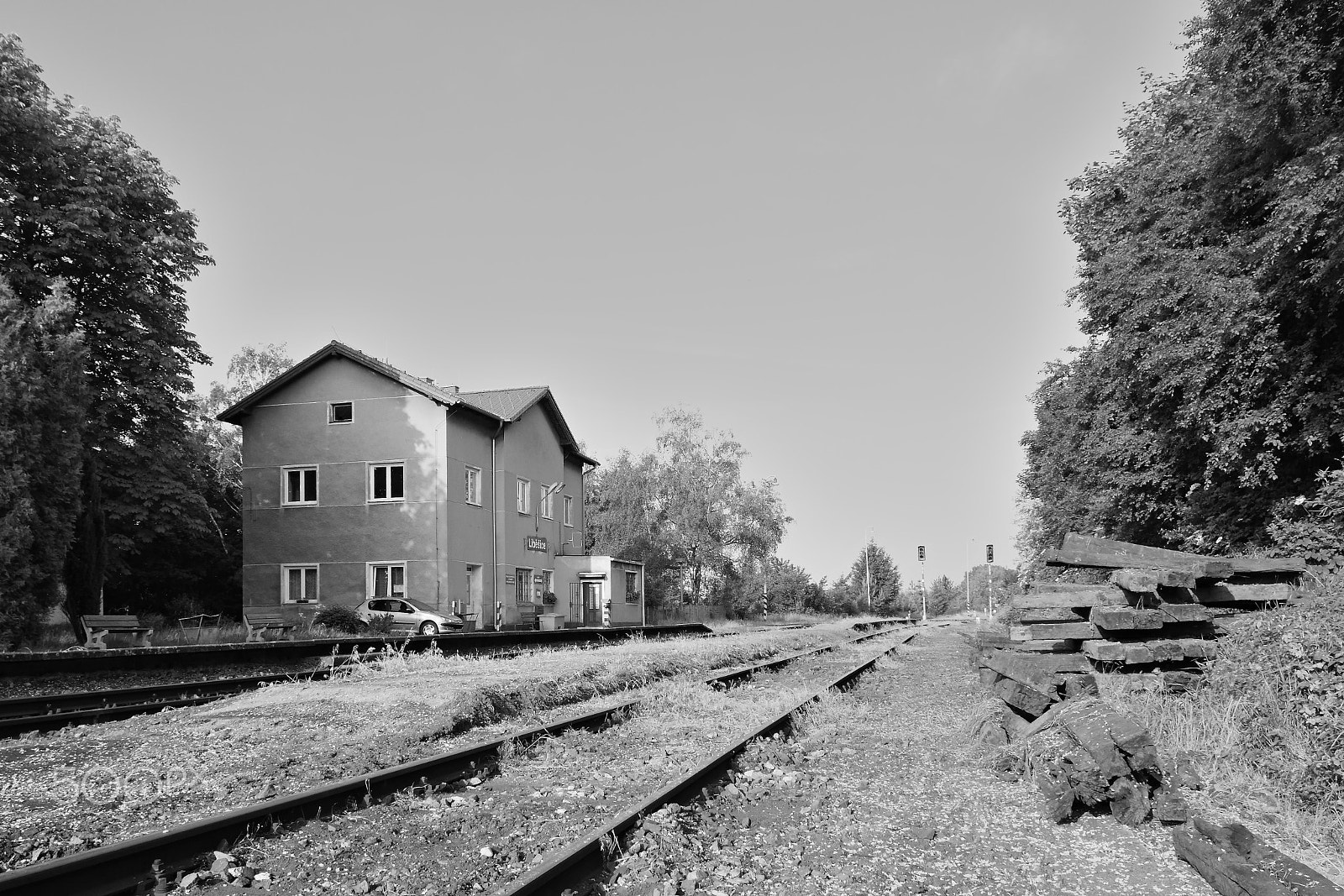 Nikon D5300 sample photo. Libesice, czech republic - may 19, 2018: railway track leading between trees and train station... photography
