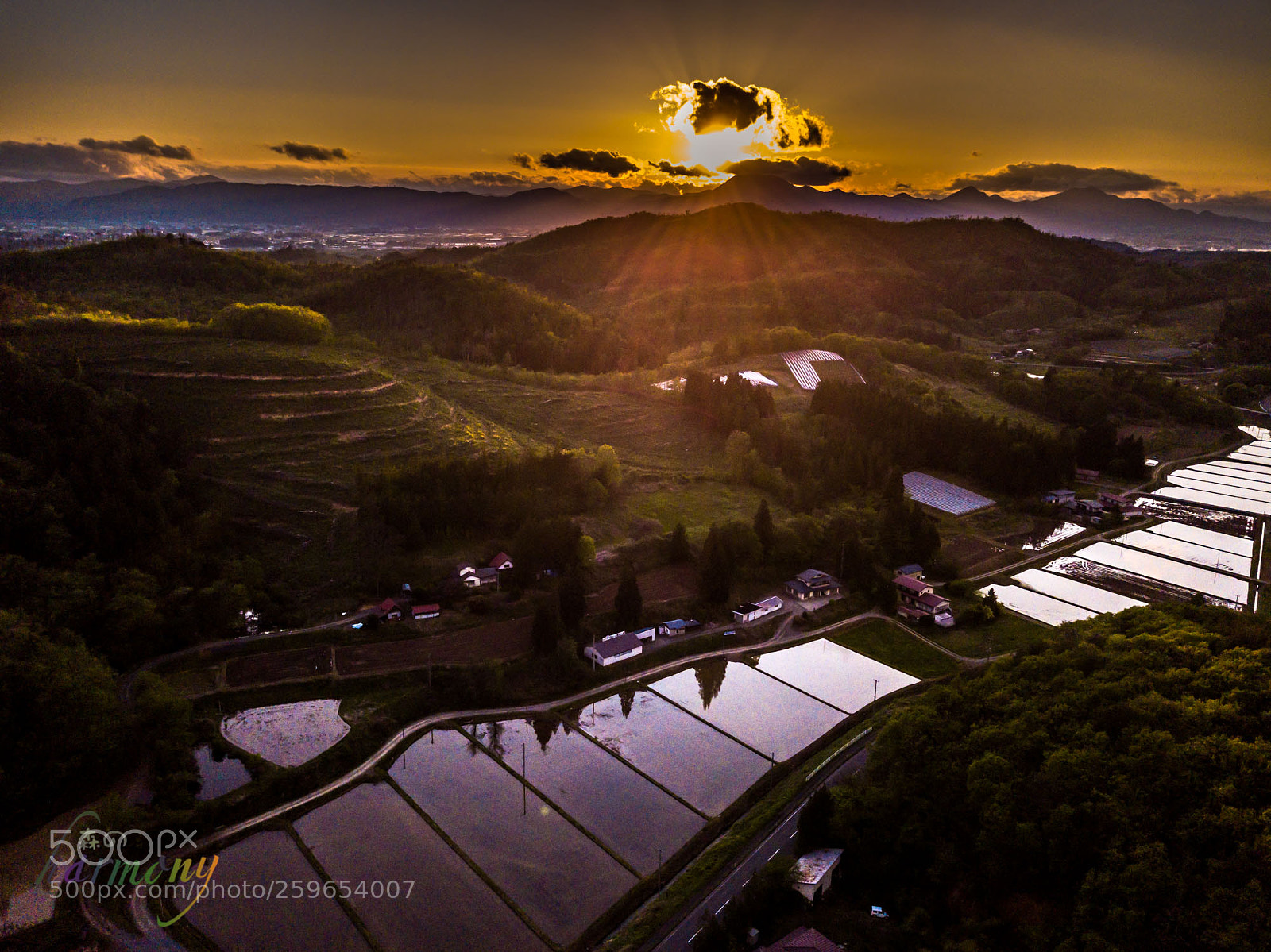 DJI FC220 sample photo. Sundown of the village photography
