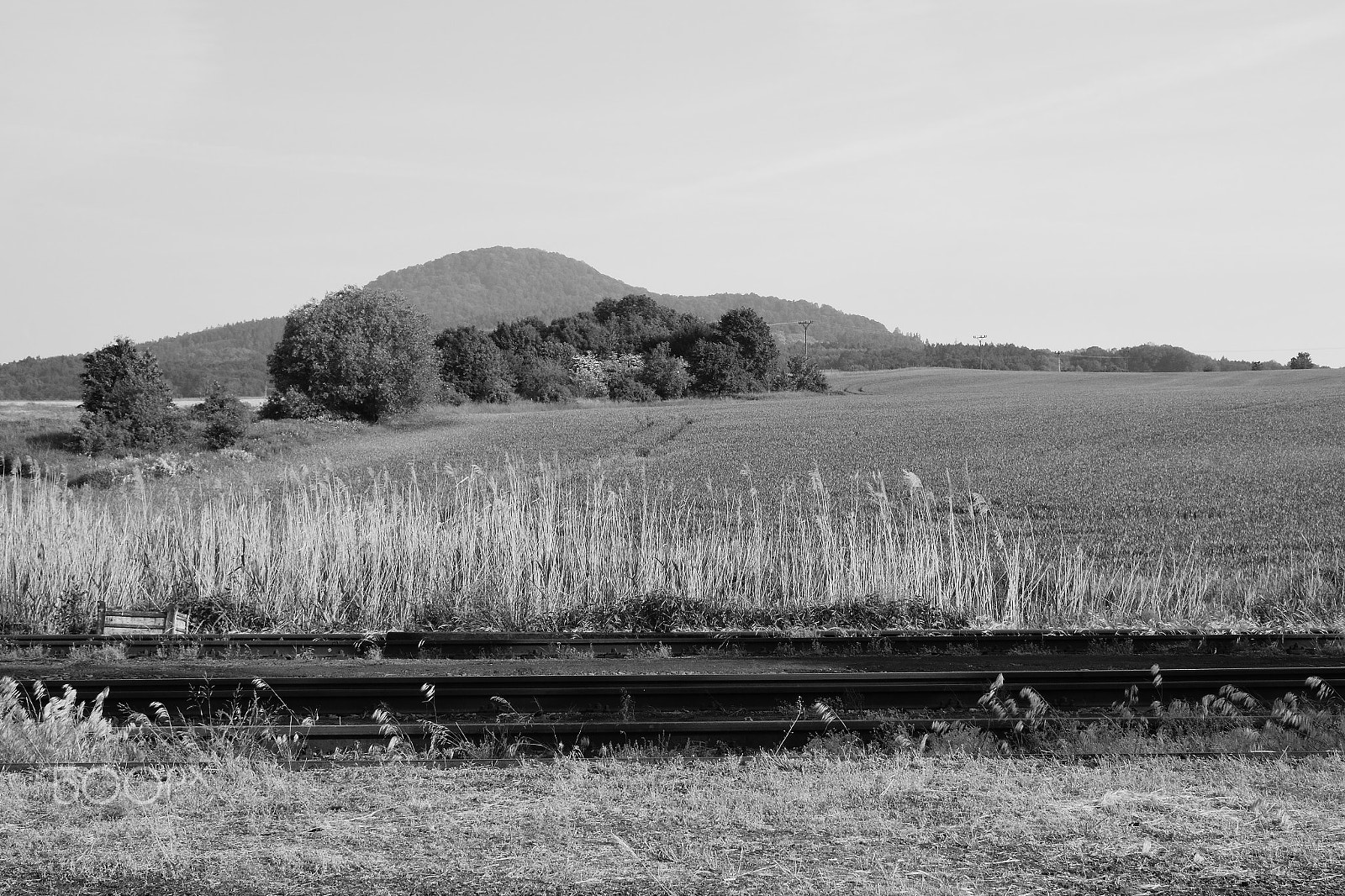 Nikon D5300 sample photo. Spring morning landscape with hills, mountains and rail track in foreground near libesice village... photography