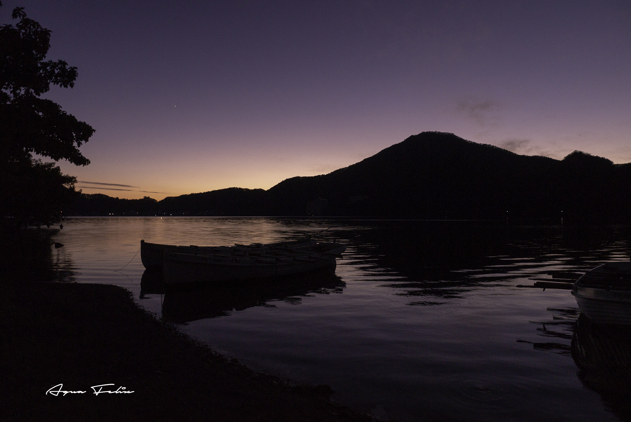 Panasonic Lumix DMC-GX1 sample photo. Mt.harunafuji with boat at nightfall  photography