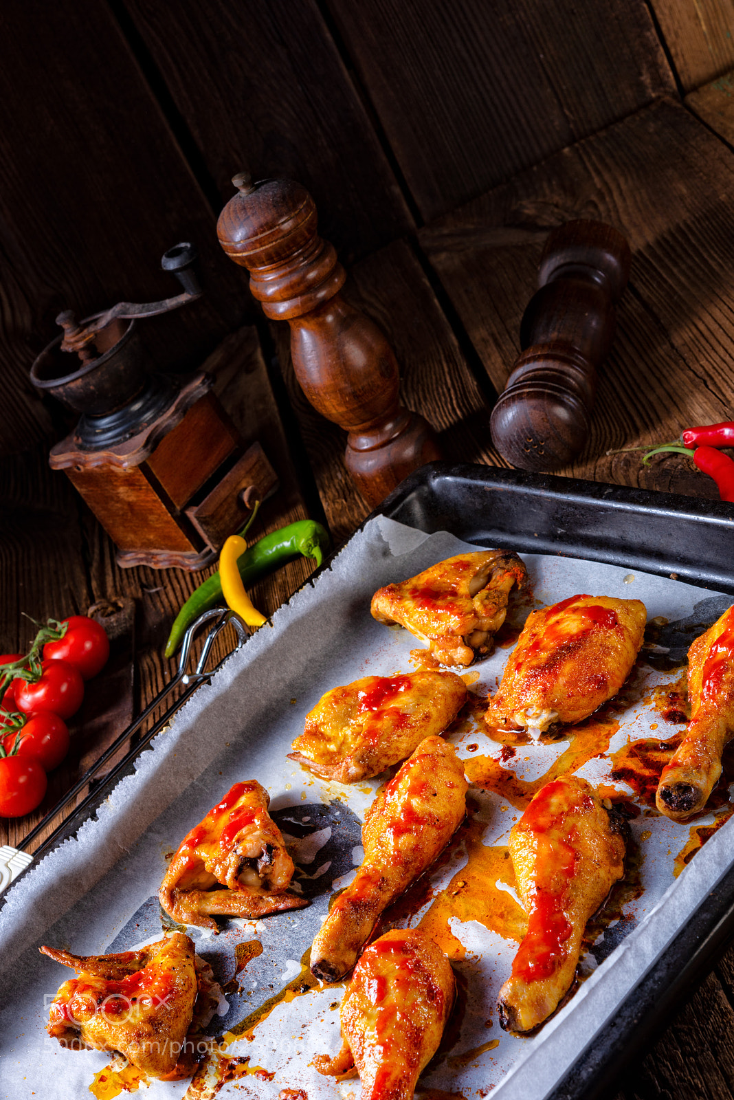 Nikon D810 sample photo. Rustic backed chicken wings,legs photography