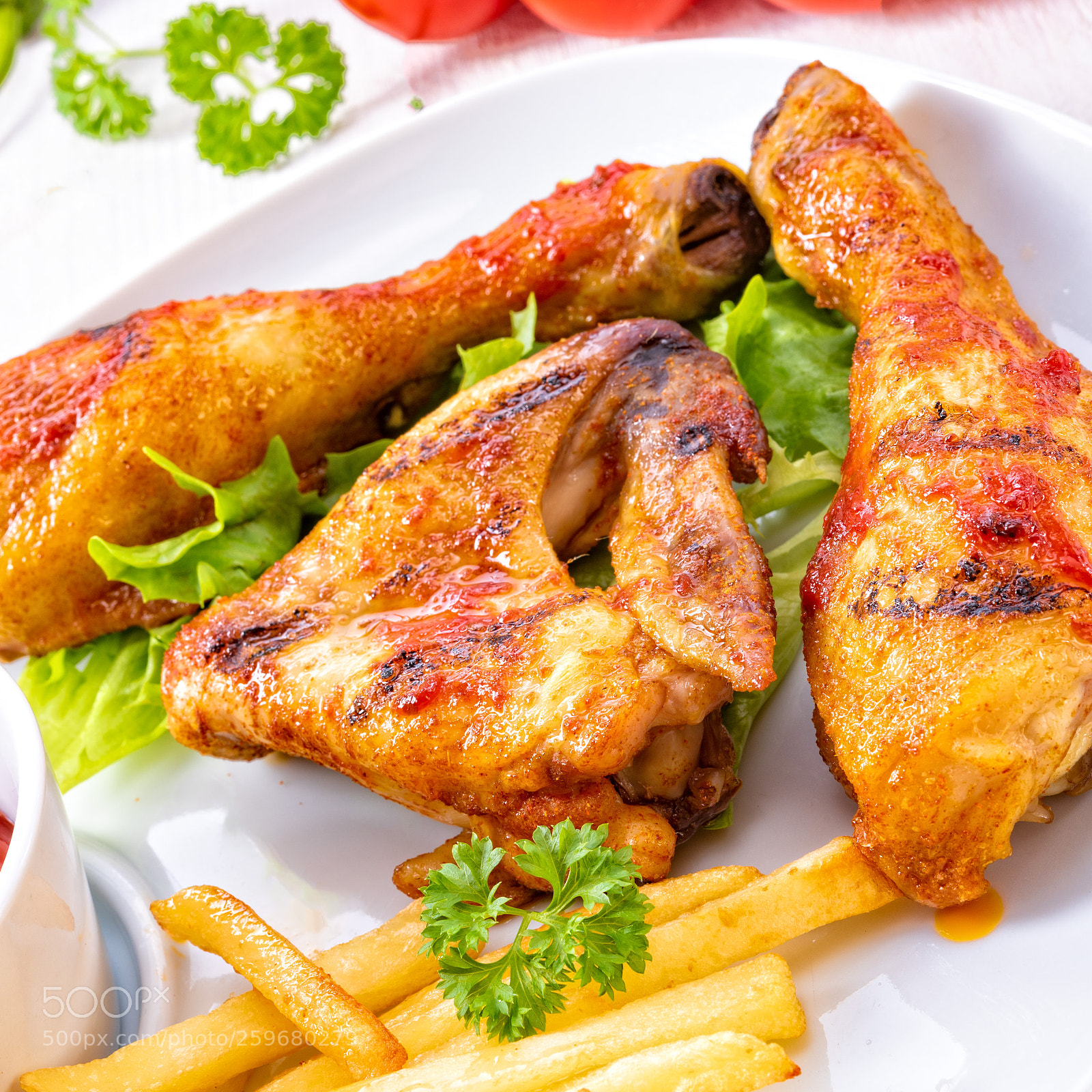 Nikon D810 sample photo. Grilled chicken wings,legs,chips and photography