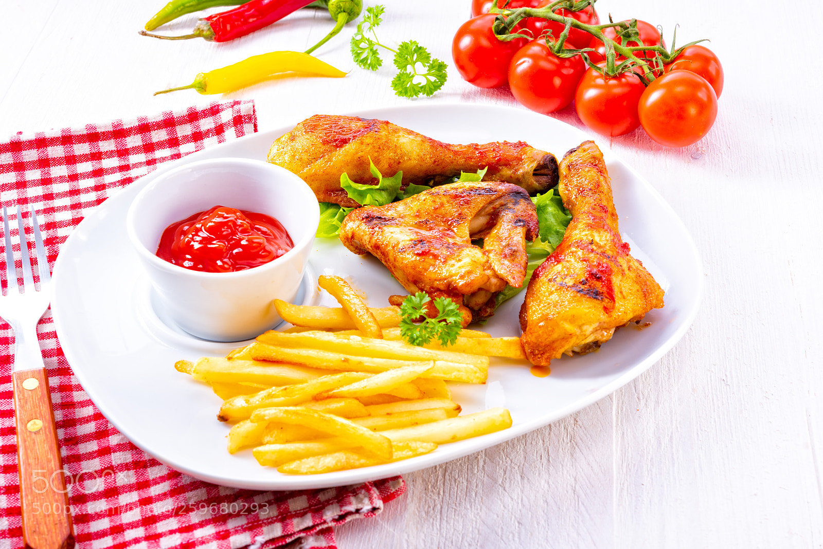 Nikon D810 sample photo. Grilled chicken wings,legs,chips and photography