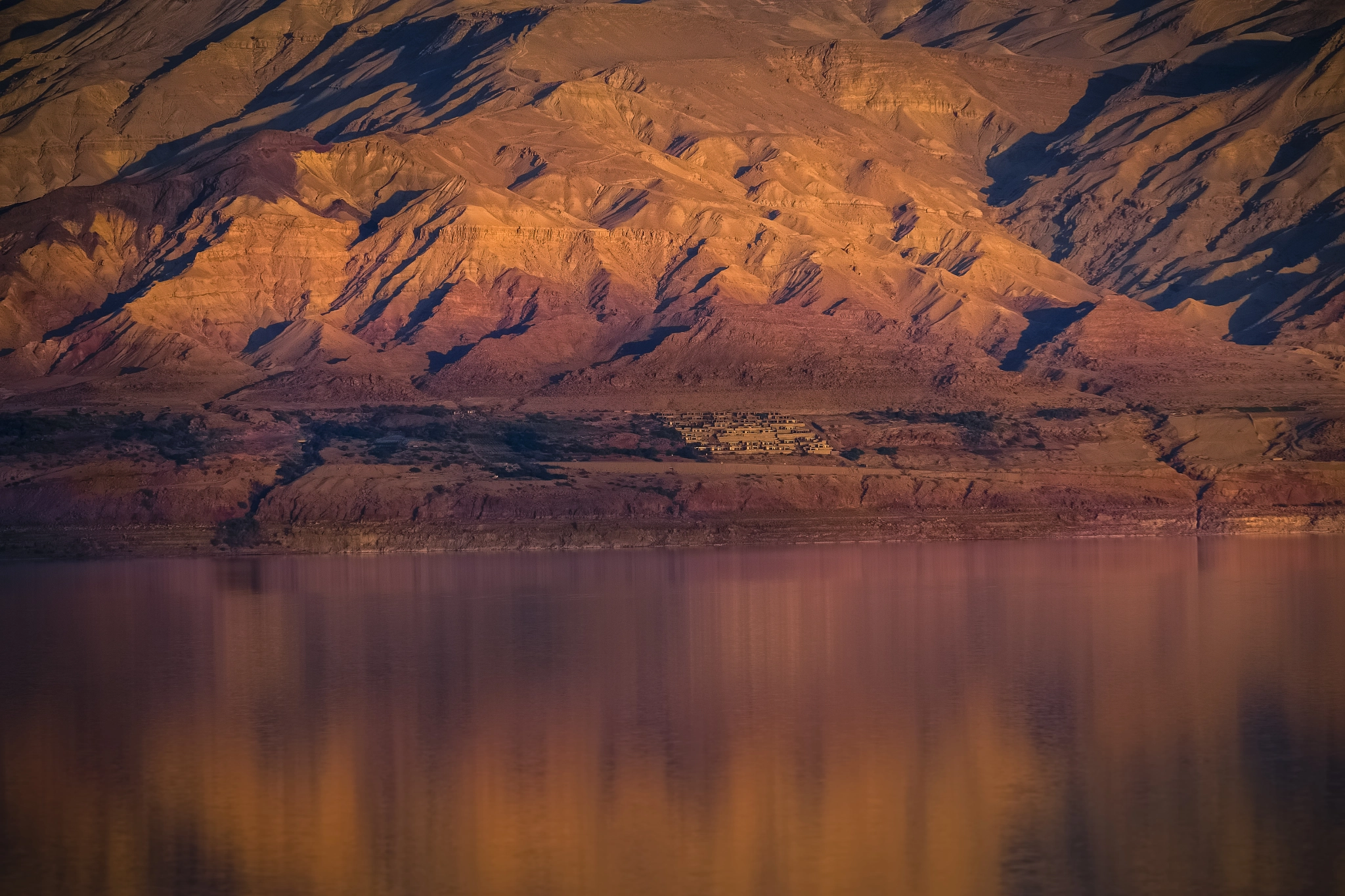Fujifilm X-Pro1 sample photo. Jordanian mountains reflected over dead sea photography