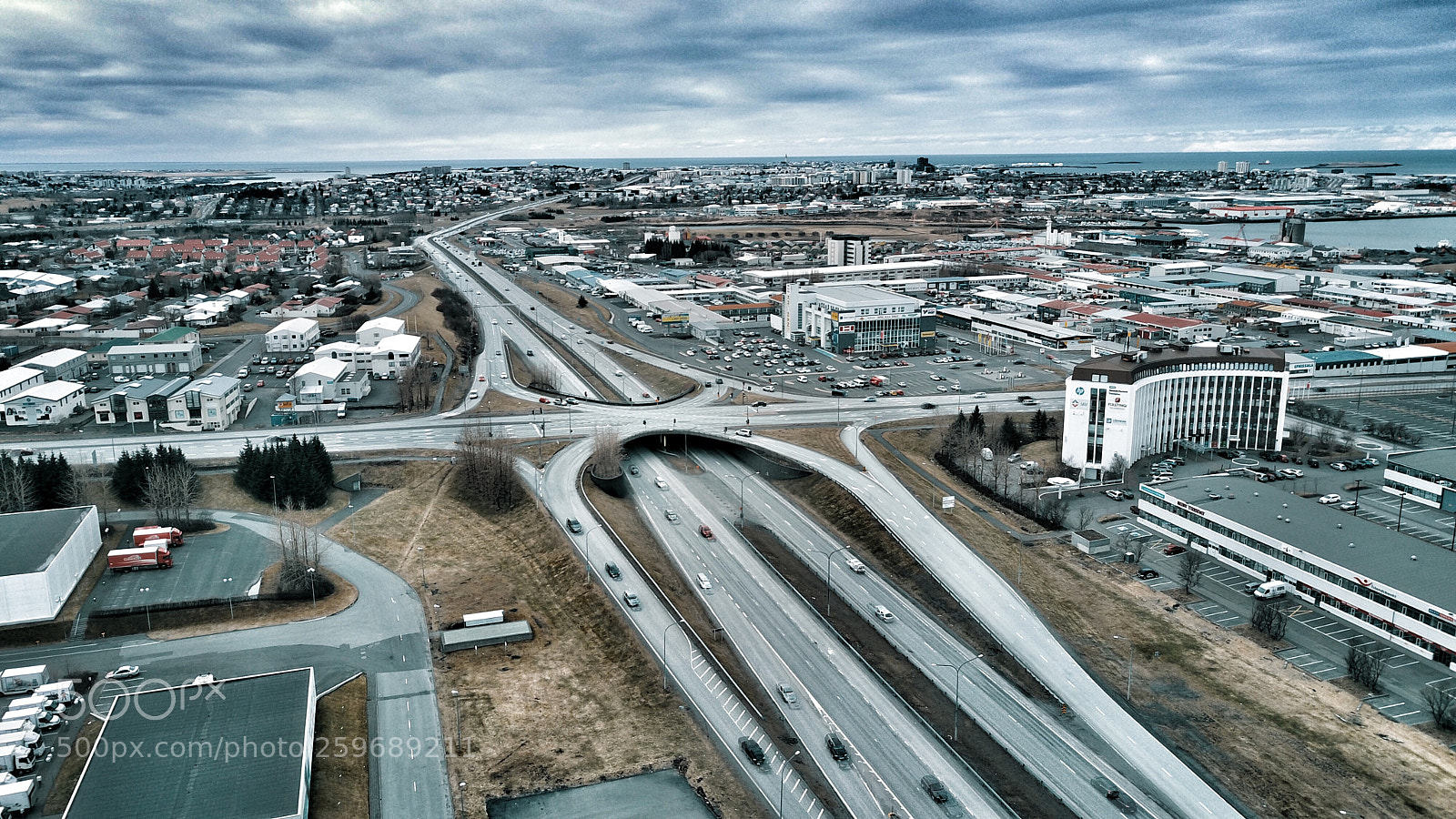 DJI FC220 sample photo. Aerial view of reykjav photography