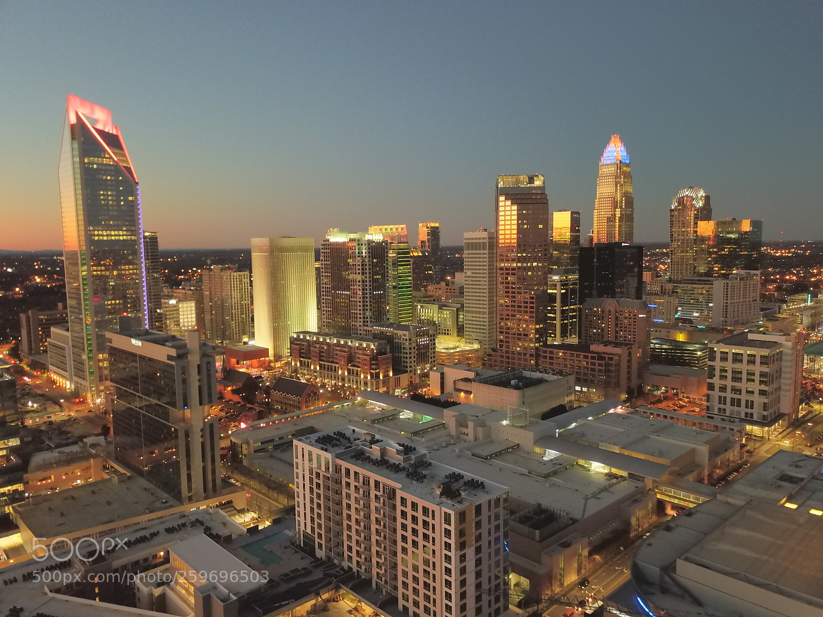 DJI FC220 sample photo. Charlotte, nc skyline photography