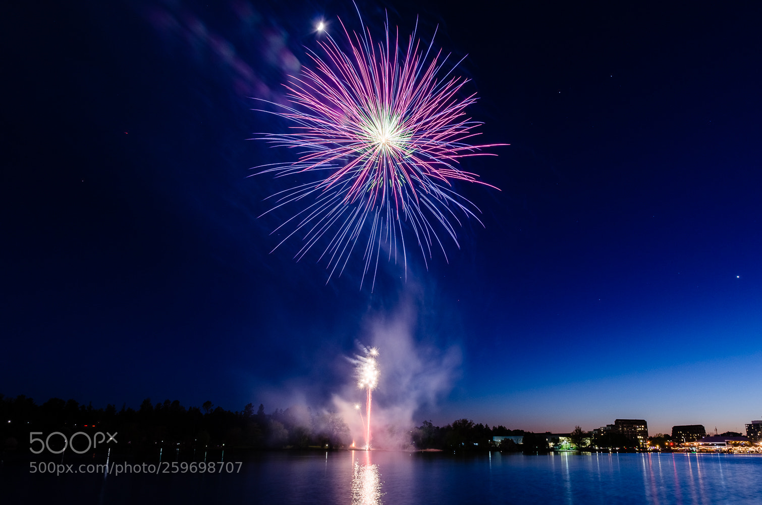 Nikon D5100 sample photo. Fireworks, moon, stars and photography