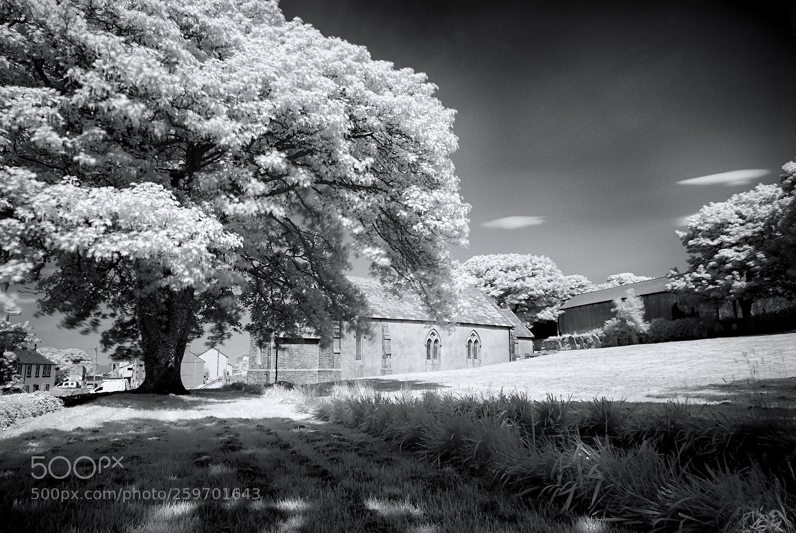 Nikon D200 sample photo. Flimby church infared 720nm photography