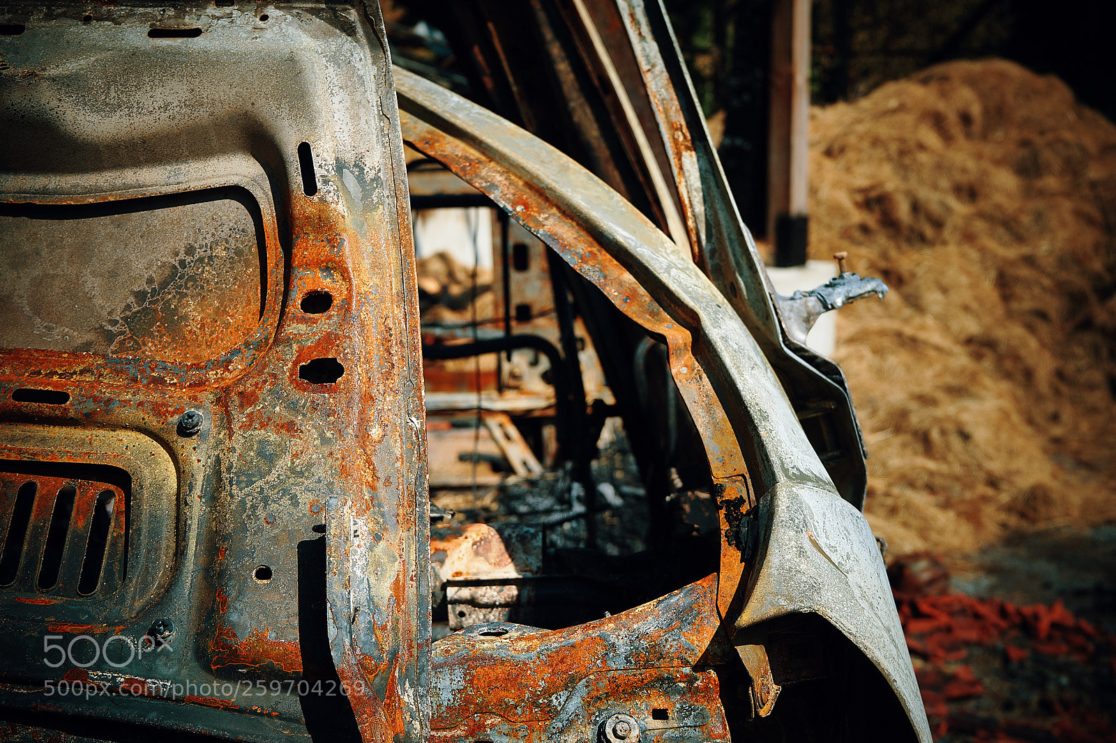 Sony a7 sample photo. Burnt out camper van 4 photography