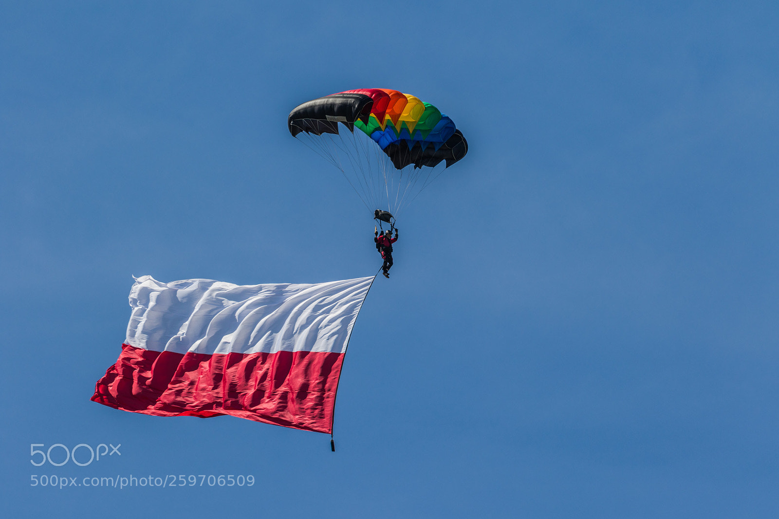 Canon EOS 7D Mark II sample photo. Parachute & polish flag photography