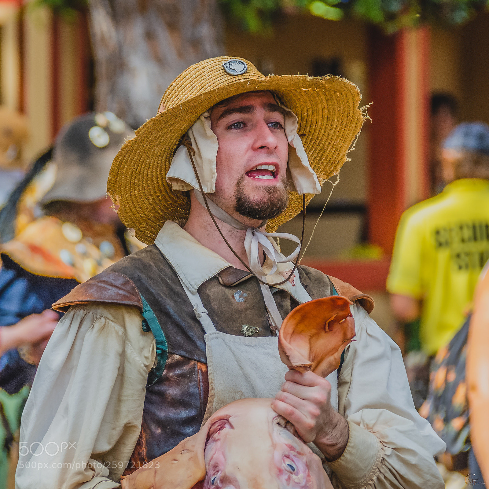 Nikon D7000 sample photo. Butcher hawking wares photography