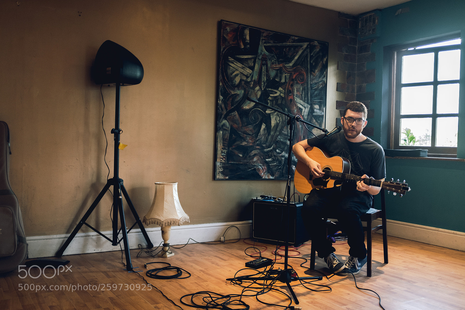Fujifilm X100F sample photo. Kieran during soundcheck. photography
