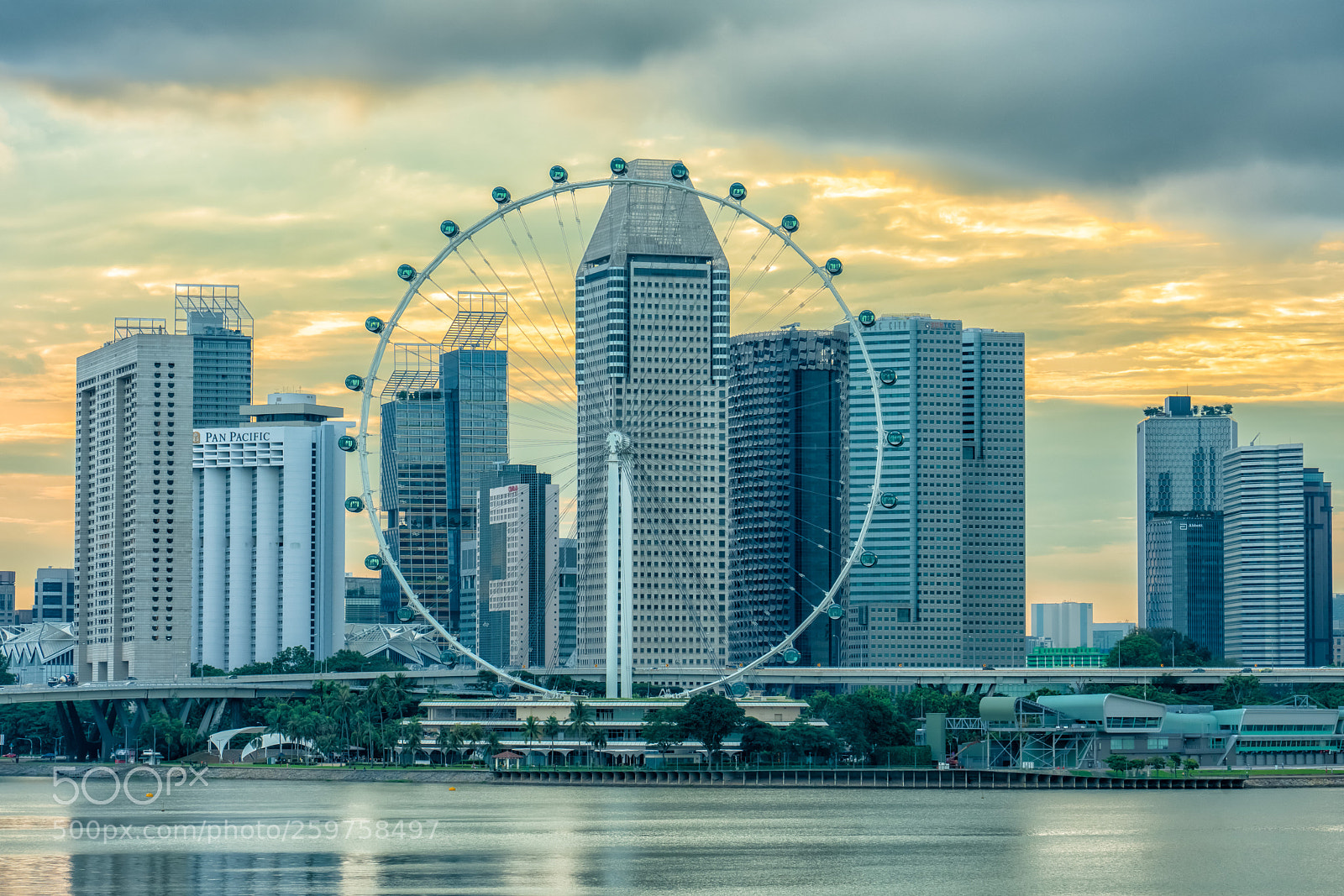 Sony a7R II sample photo. Singapore flyer at sunset photography