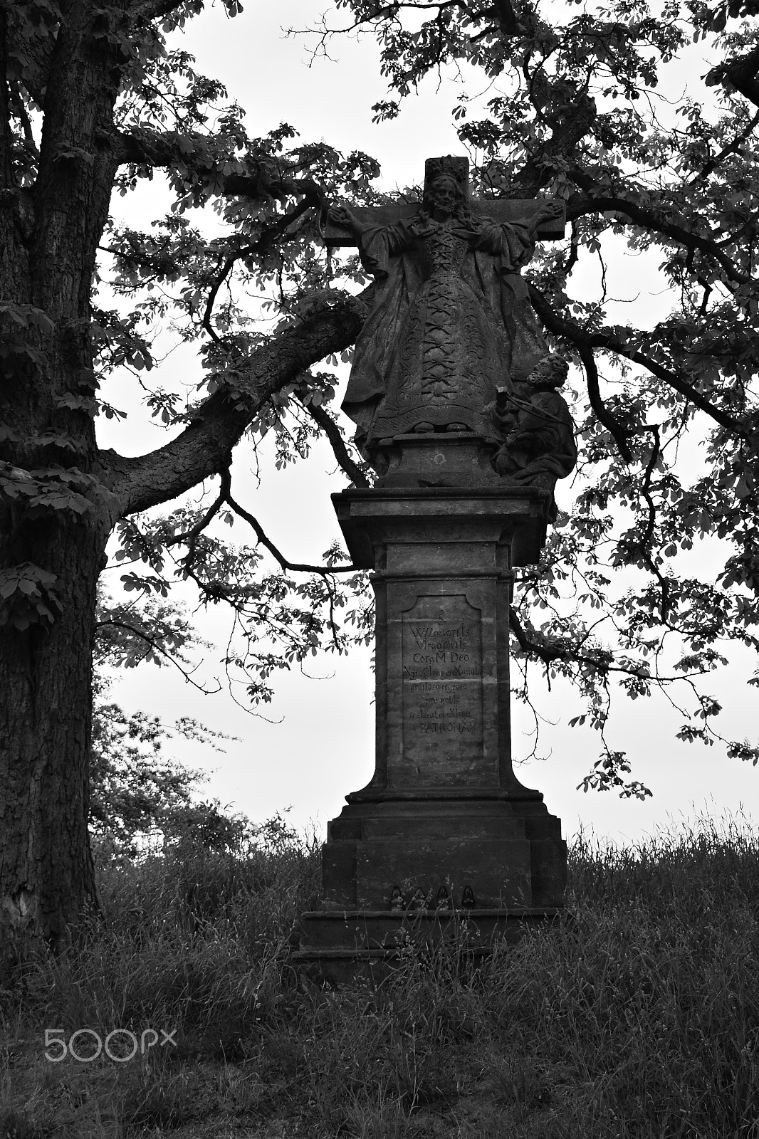 Nikon D5300 sample photo. Zahradky, czech republic - may 19, 2018: svata starosta statue between trees during spring cloudy... photography