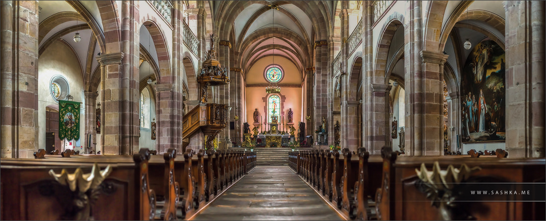 Sony a99 II sample photo. Medieval abbey church in andlau, interior view, alsace, france photography