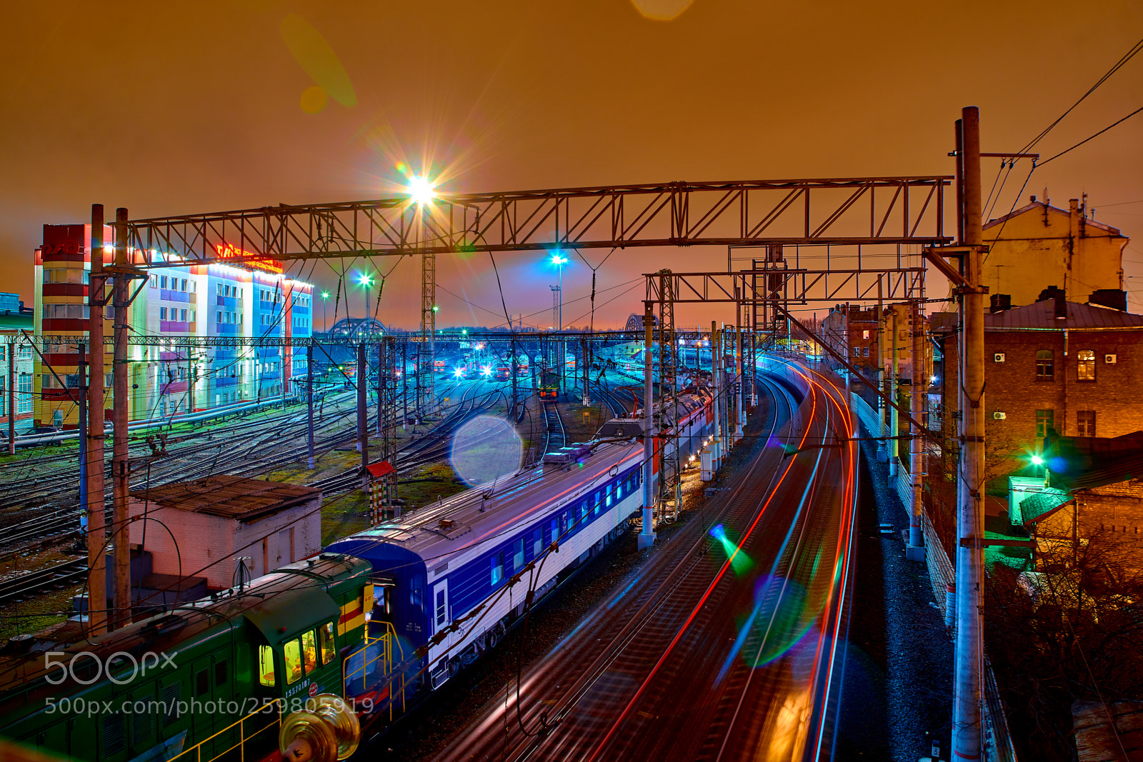 Sony a7 sample photo. Railway tracks at night photography