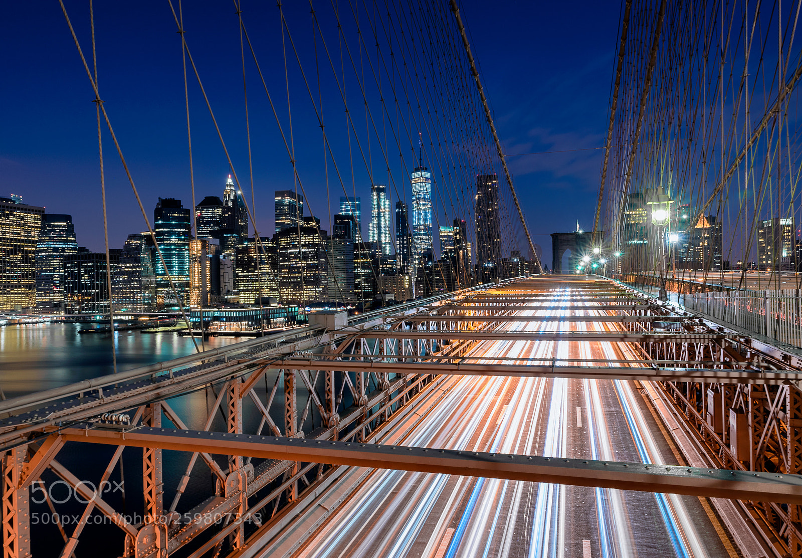 Nikon D750 sample photo. Brooklyn bridge traffic night photography