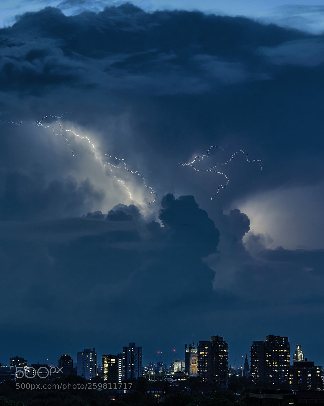 Sony a7R II sample photo. Lightning over the houses photography