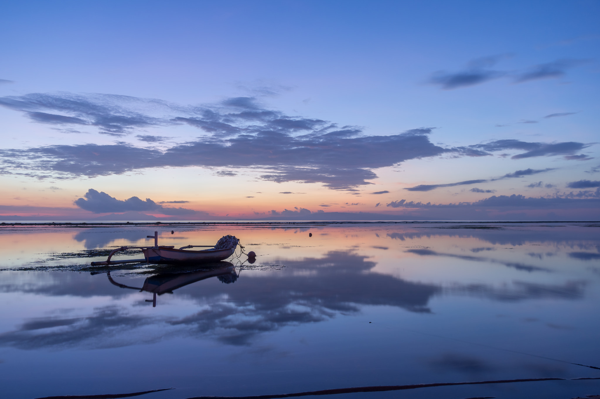 Sony Alpha NEX-7 sample photo. Traditional balinese fishing boat in the first blue morning ligh photography