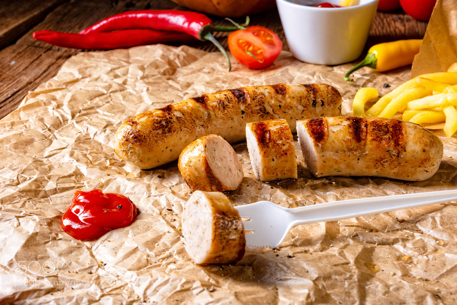 Nikon D810 sample photo. Rustic bratwurst with pommes photography
