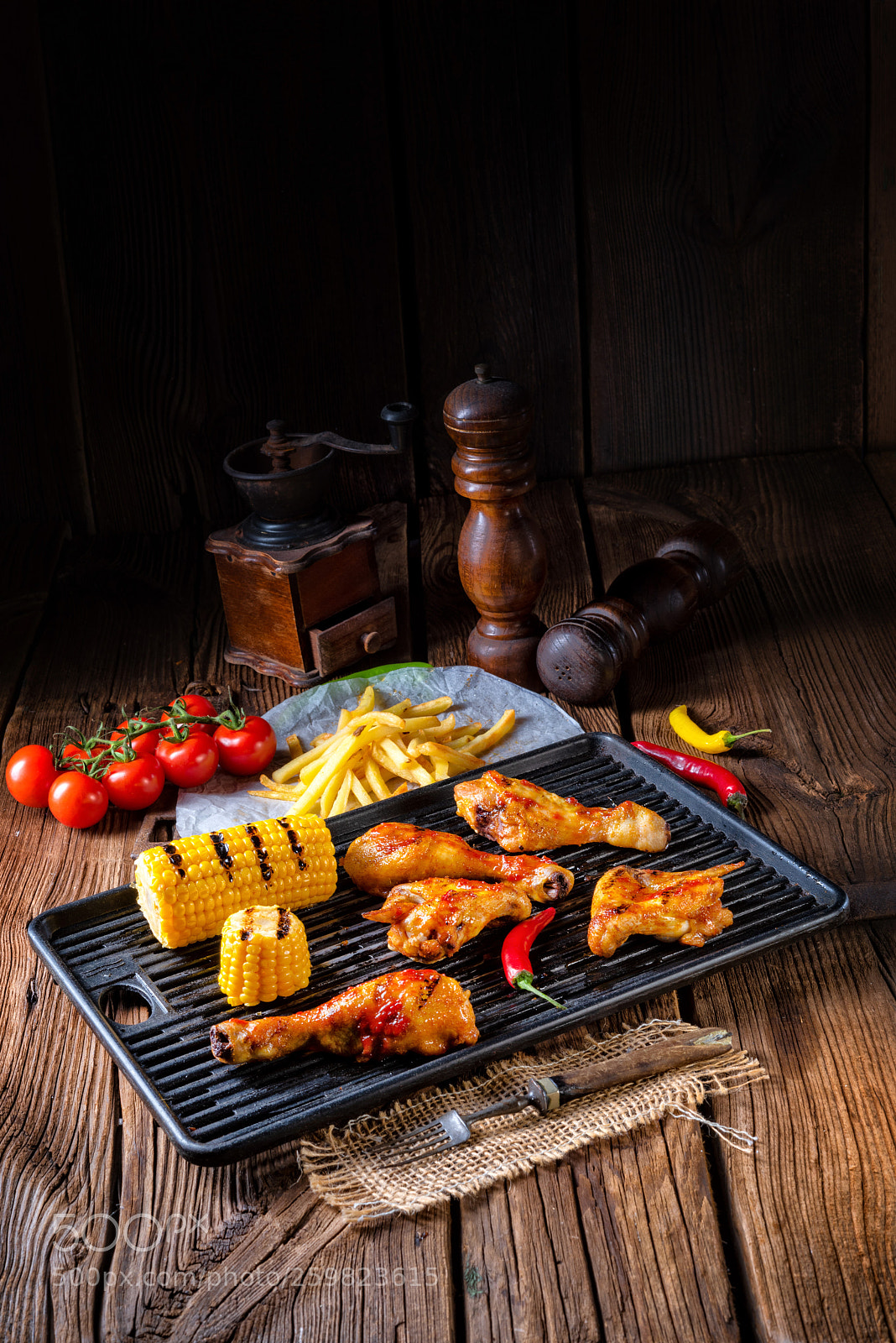 Nikon D810 sample photo. Rustic grilled chicken wings,legs,and photography