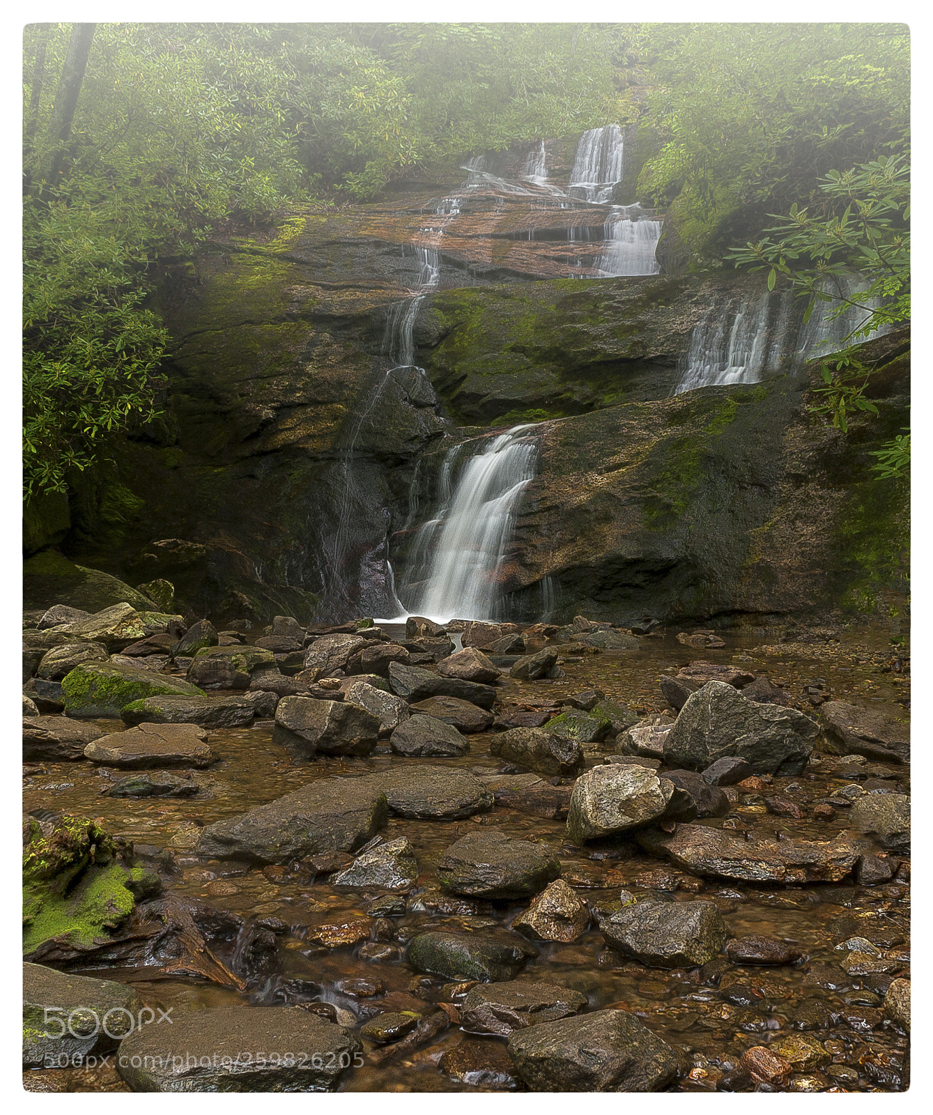 Nikon D700 sample photo. Foggy morning waterfall photography