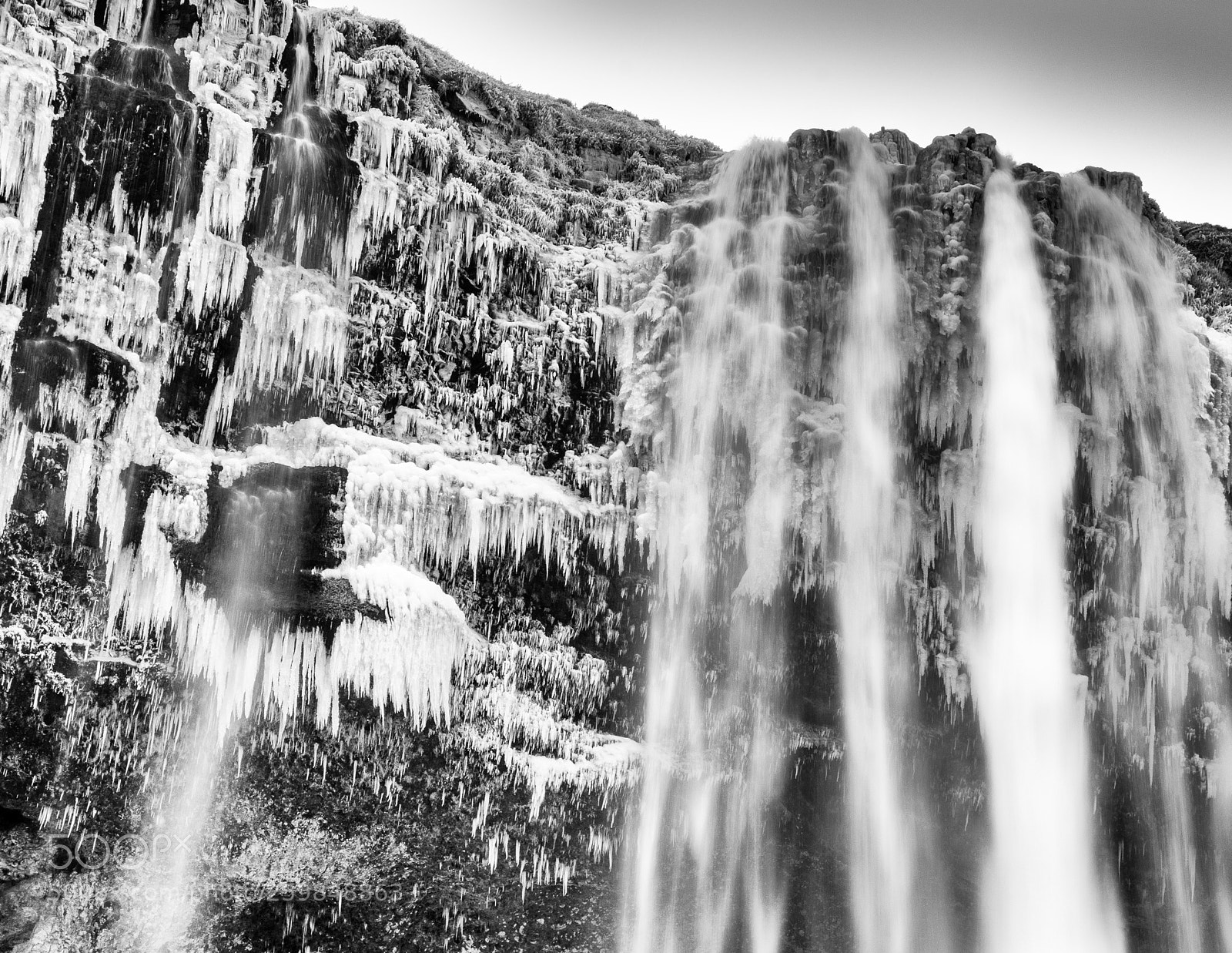 Pentax K-5 sample photo. Iceland falls b&w photography