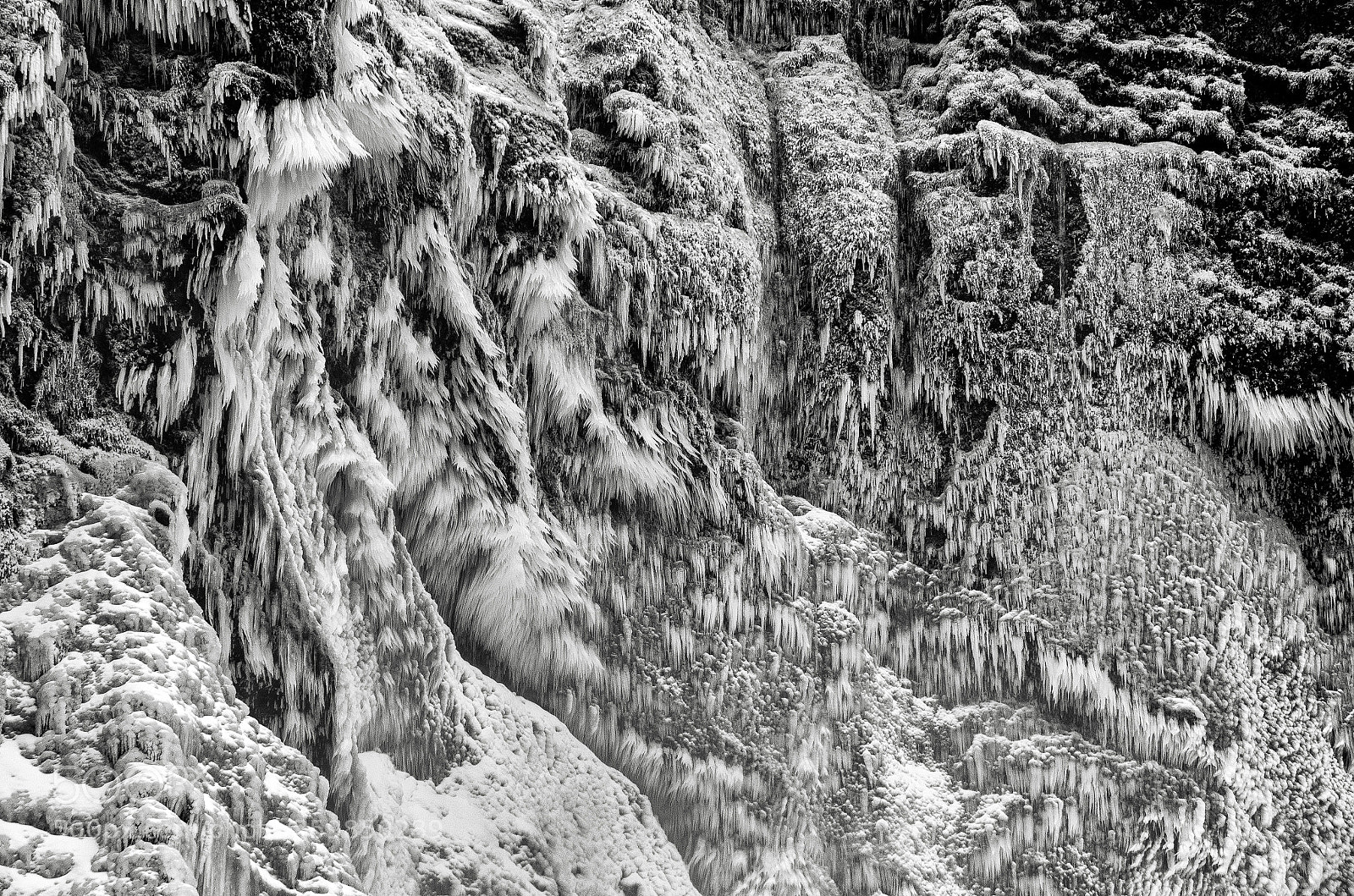 Pentax K-5 sample photo. Iceland falls b&w photography