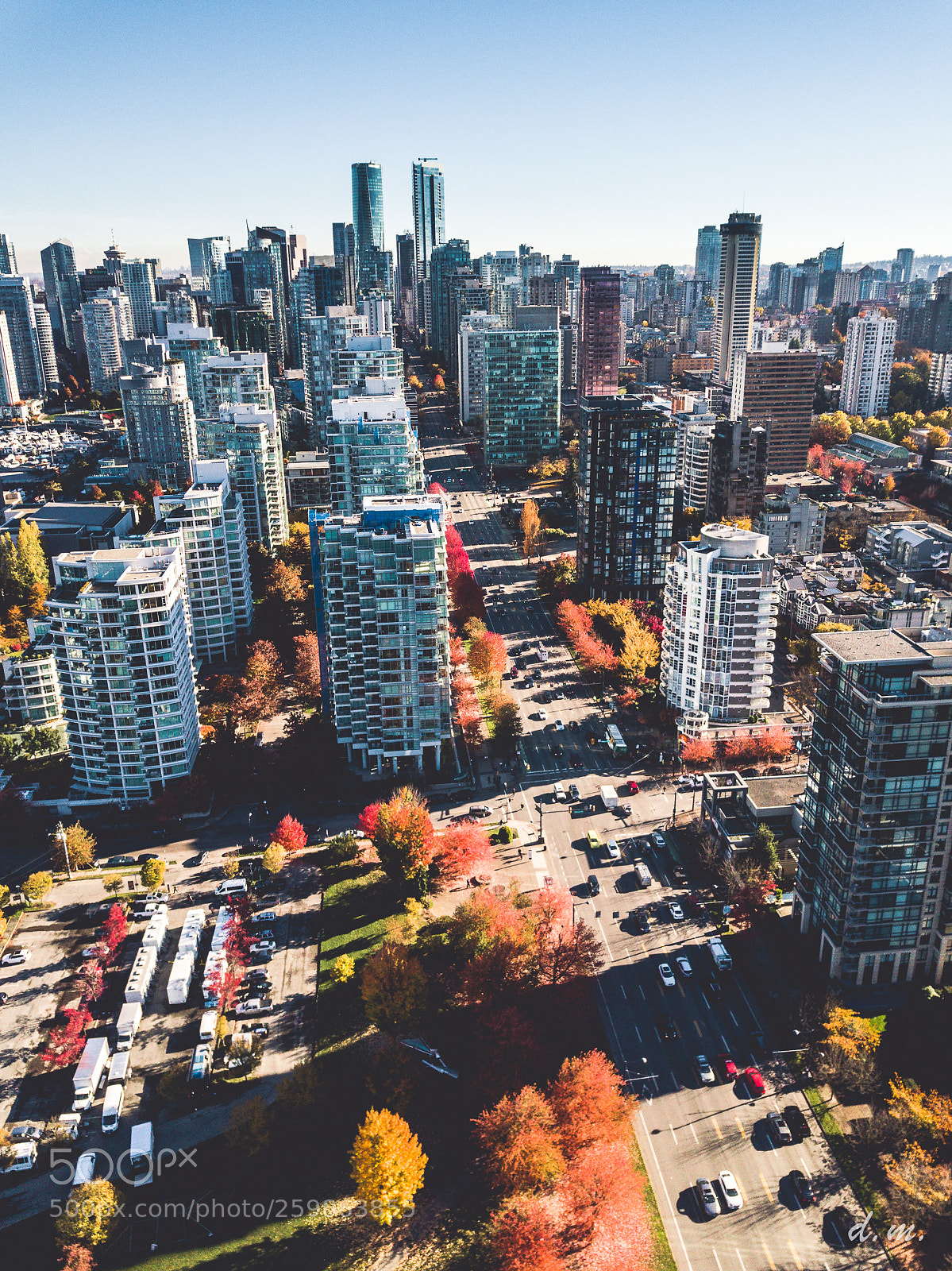 DJI FC220 sample photo. Georgia st. vancouver photography