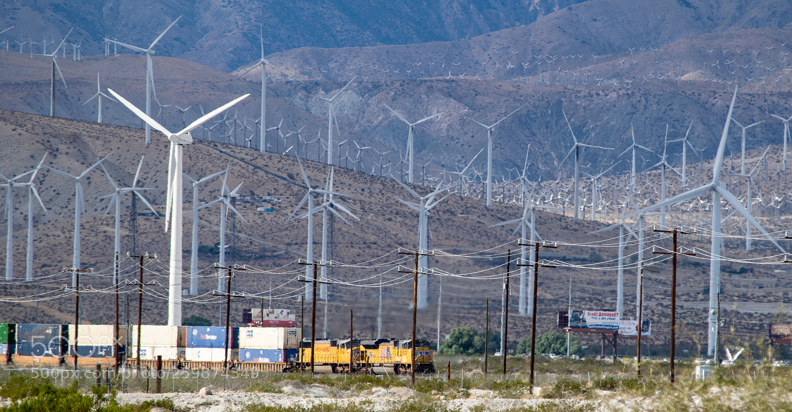Nikon D5300 sample photo. Windfarm&train photography