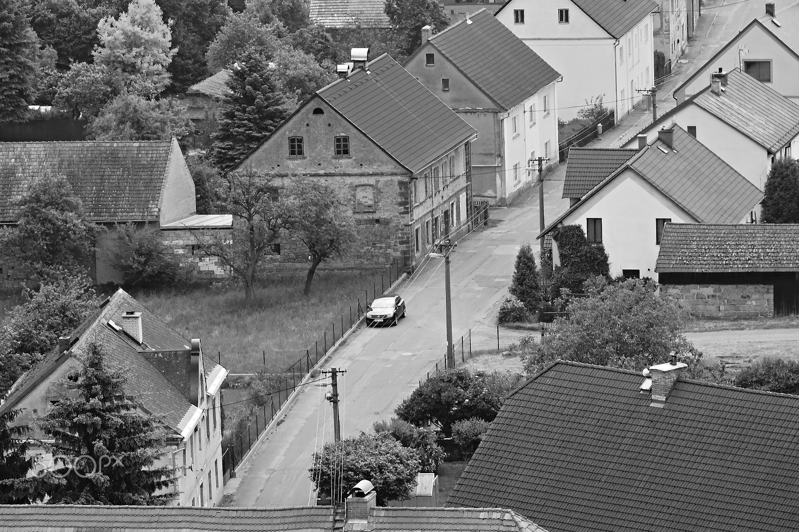 Nikon D5300 sample photo. Jestrebi, czech republic - may 19, 2018: black car opel astra h stand in street between... photography