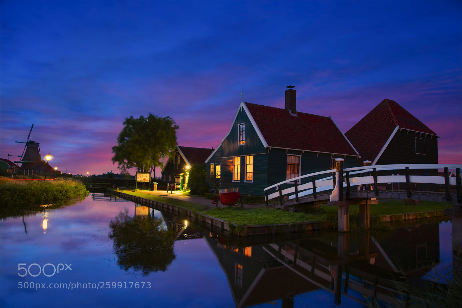 Sony a7 II sample photo. Blue night zaanse schans! photography