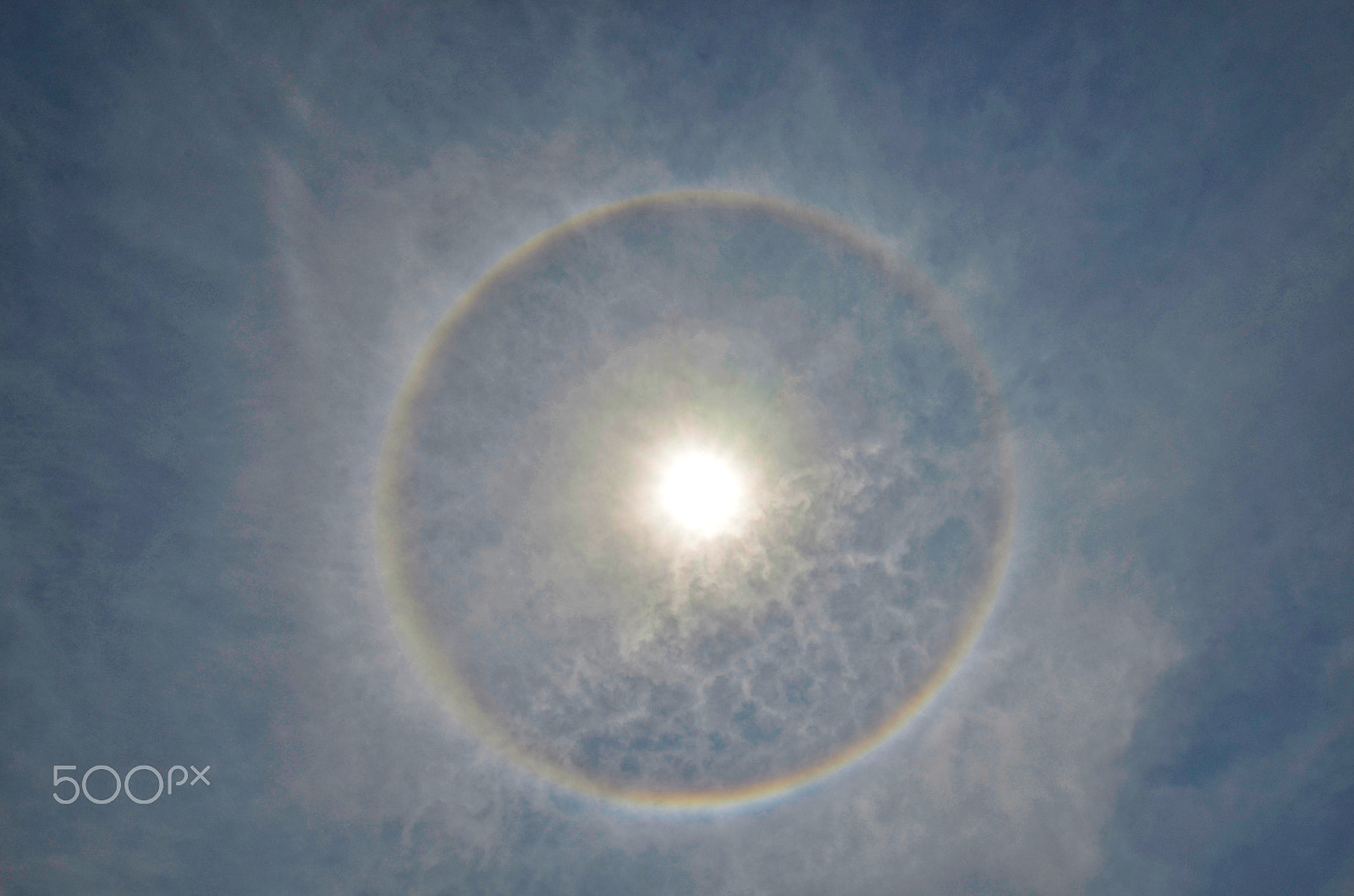 Nikon D5100 sample photo. Full circle rainbow around sun at noon, sun halo photography