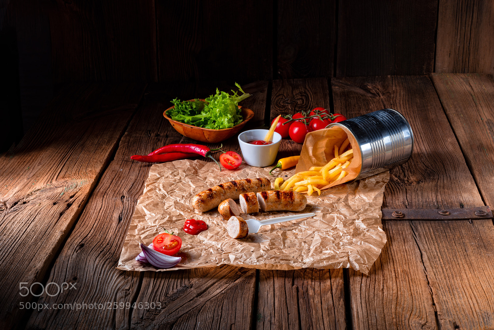 Nikon D810 sample photo. Rustic bratwurst with pommes photography