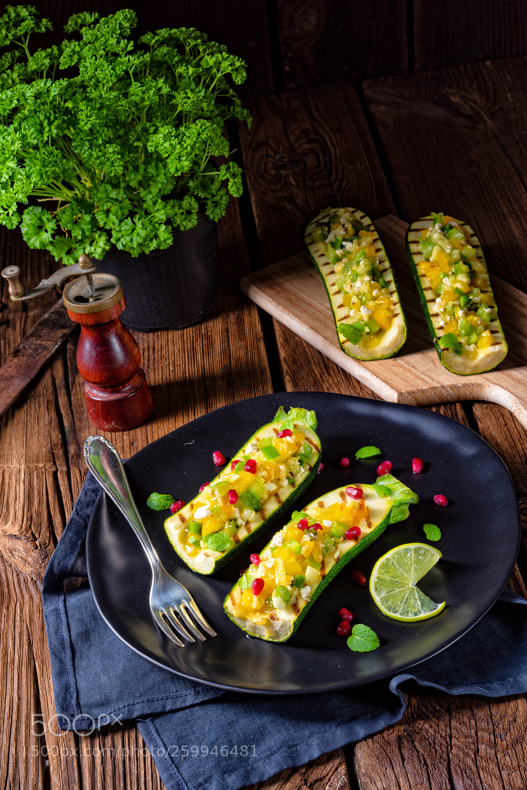 Nikon D810 sample photo. Grilled zucchini stuffed with photography
