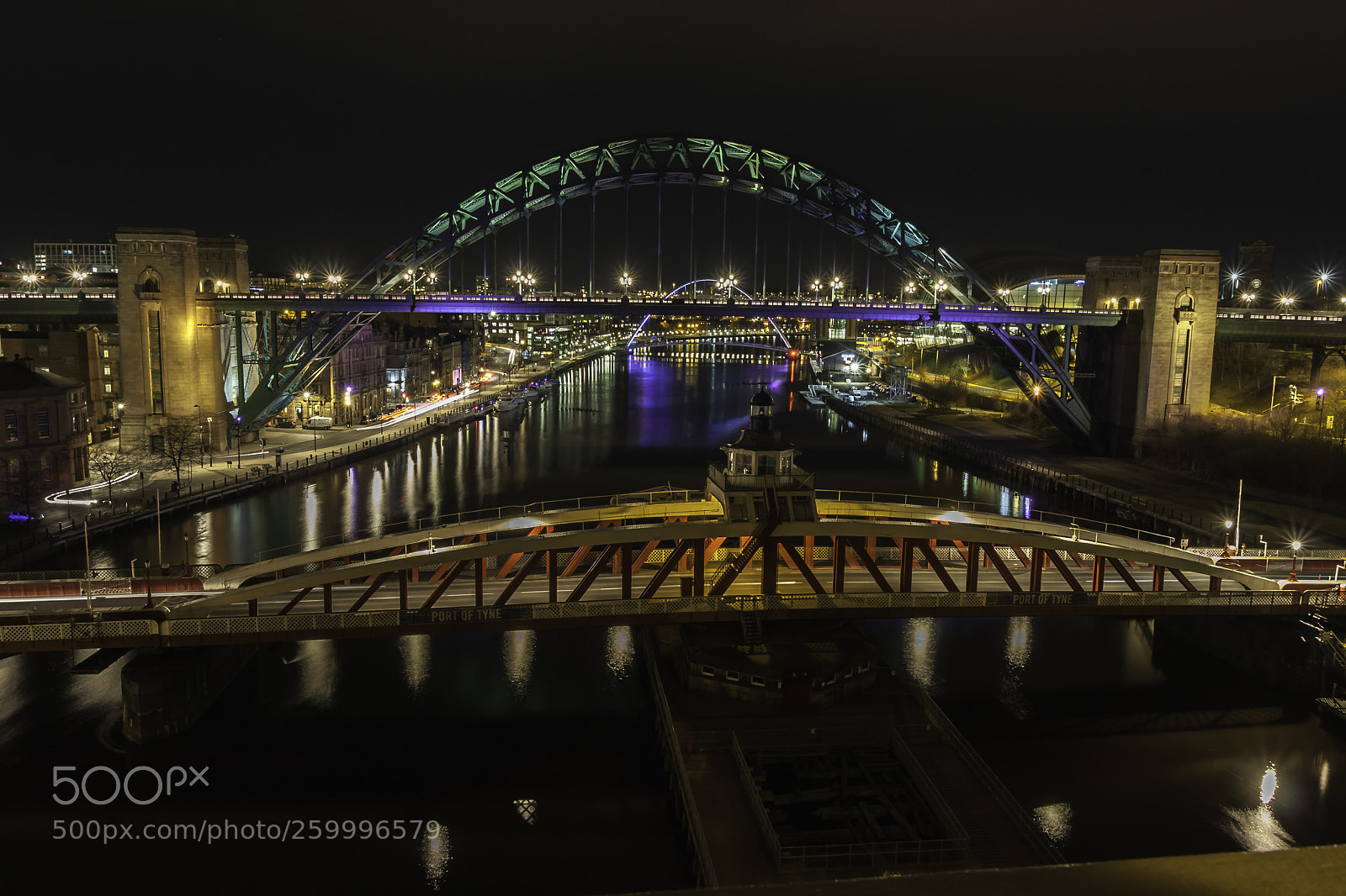 Canon EOS 40D sample photo. Newcastle bridges at night photography