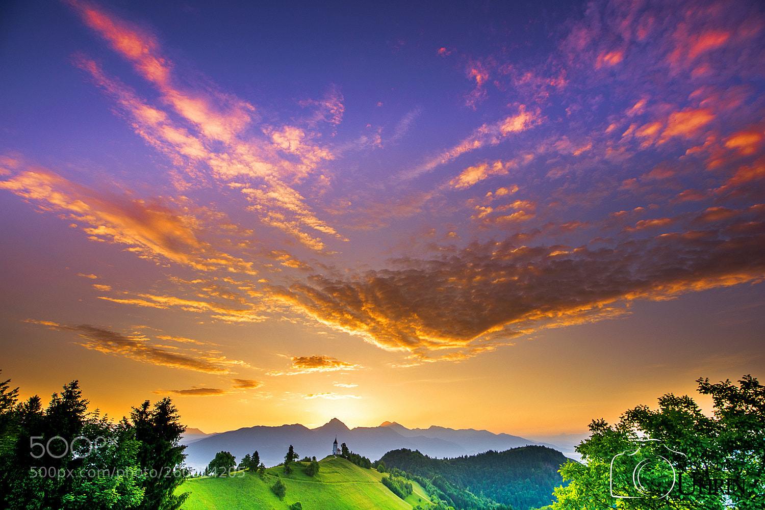 Nikon D810 sample photo. Sunrise in slovenia, church photography