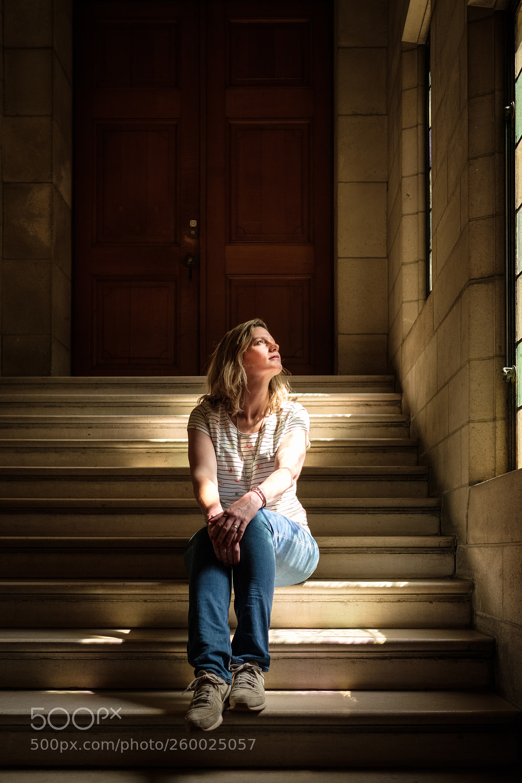 Fujifilm X-T2 sample photo. Sitting on the stairs photography