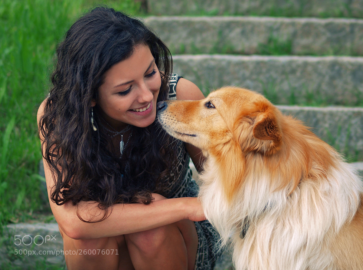 Olympus E-3 sample photo. Girl and dog photography