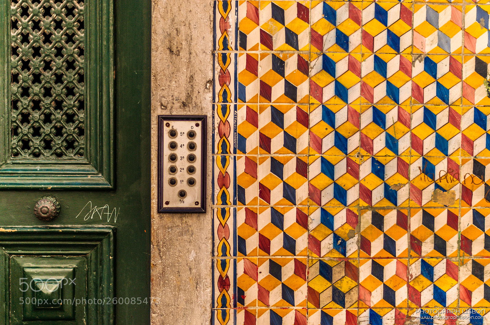 Nikon D5000 sample photo. Street tiles. wood work photography