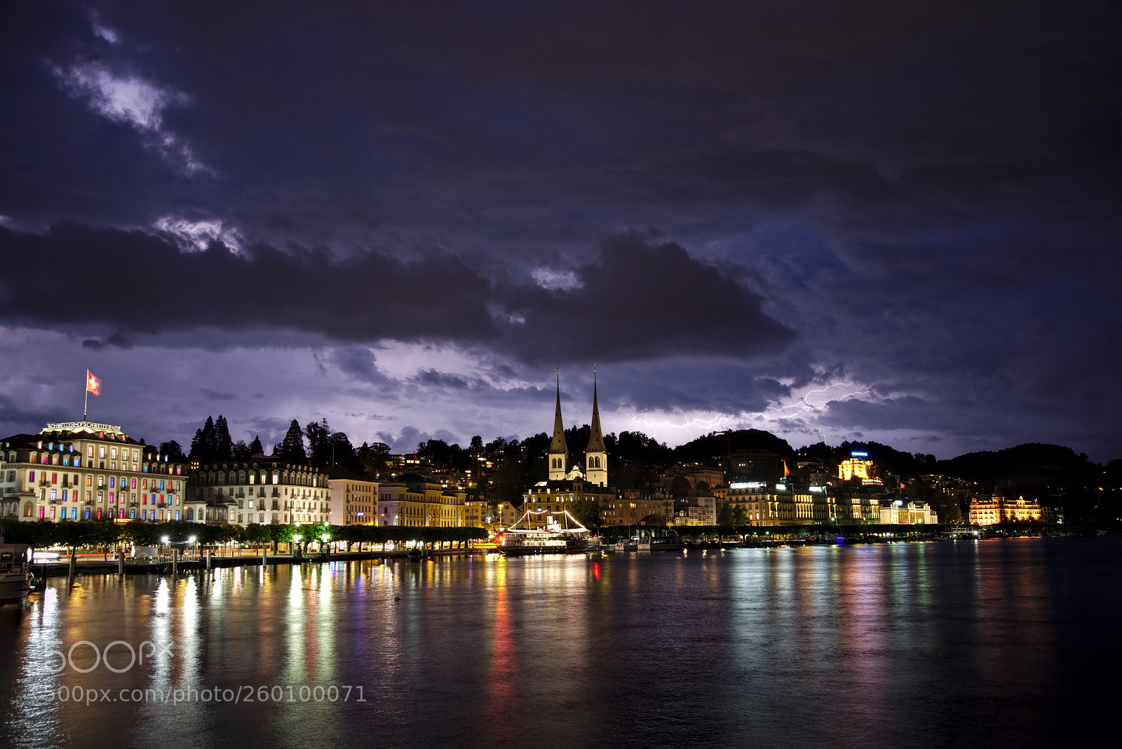 Pentax K-1 sample photo. Lightning over lucerne, switzerland photography