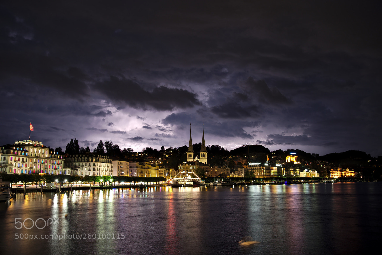 Pentax K-1 sample photo. Lightning over lucerne, switzerland photography