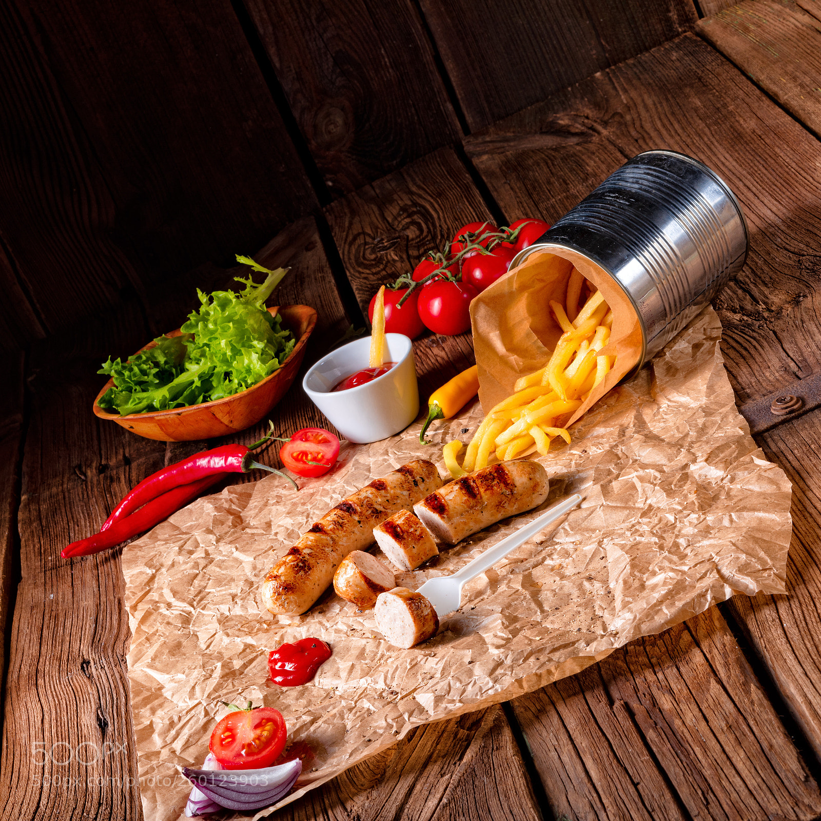 Nikon D810 sample photo. Rustic bratwurst with pommes photography