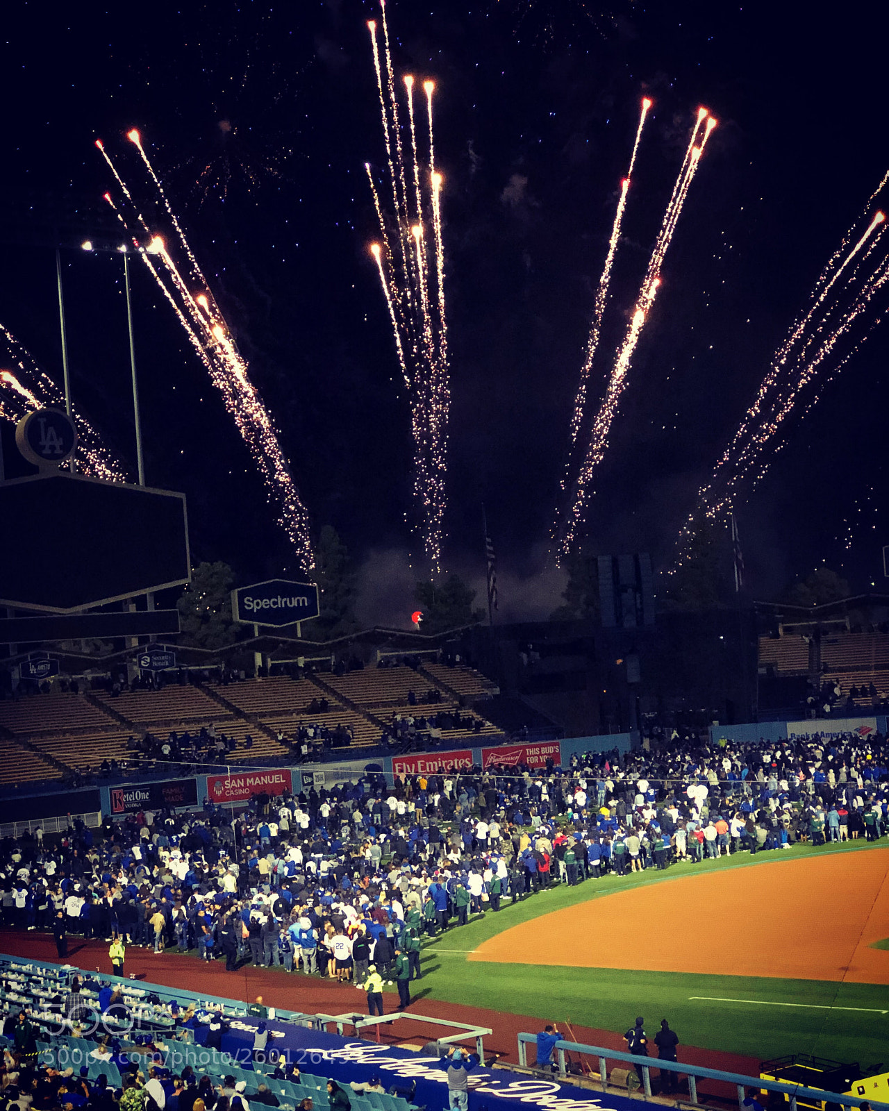 Apple iPhone 8 Plus sample photo. Dodger stadium friday night photography