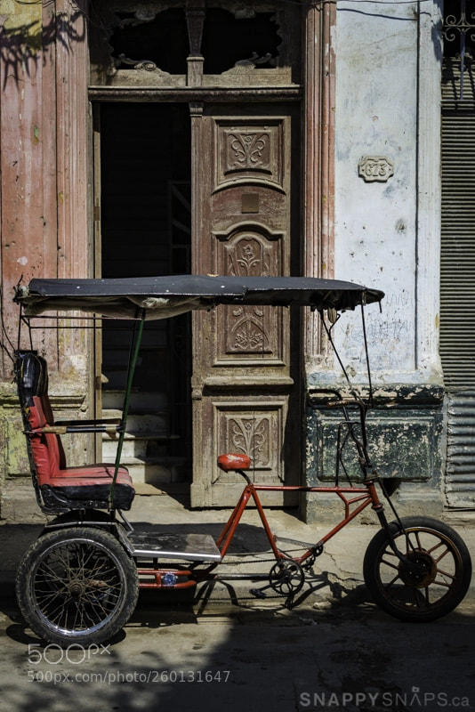 Nikon D800 sample photo. Red tricycle in old photography