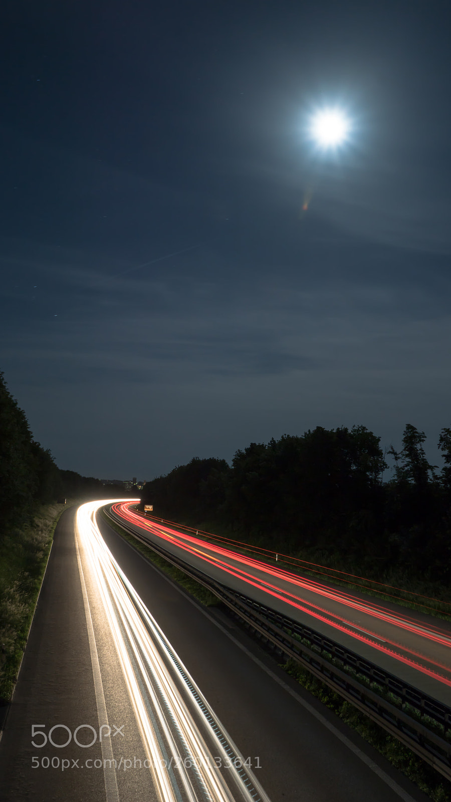 Sony ILCA-77M2 sample photo. Highway and moon photography