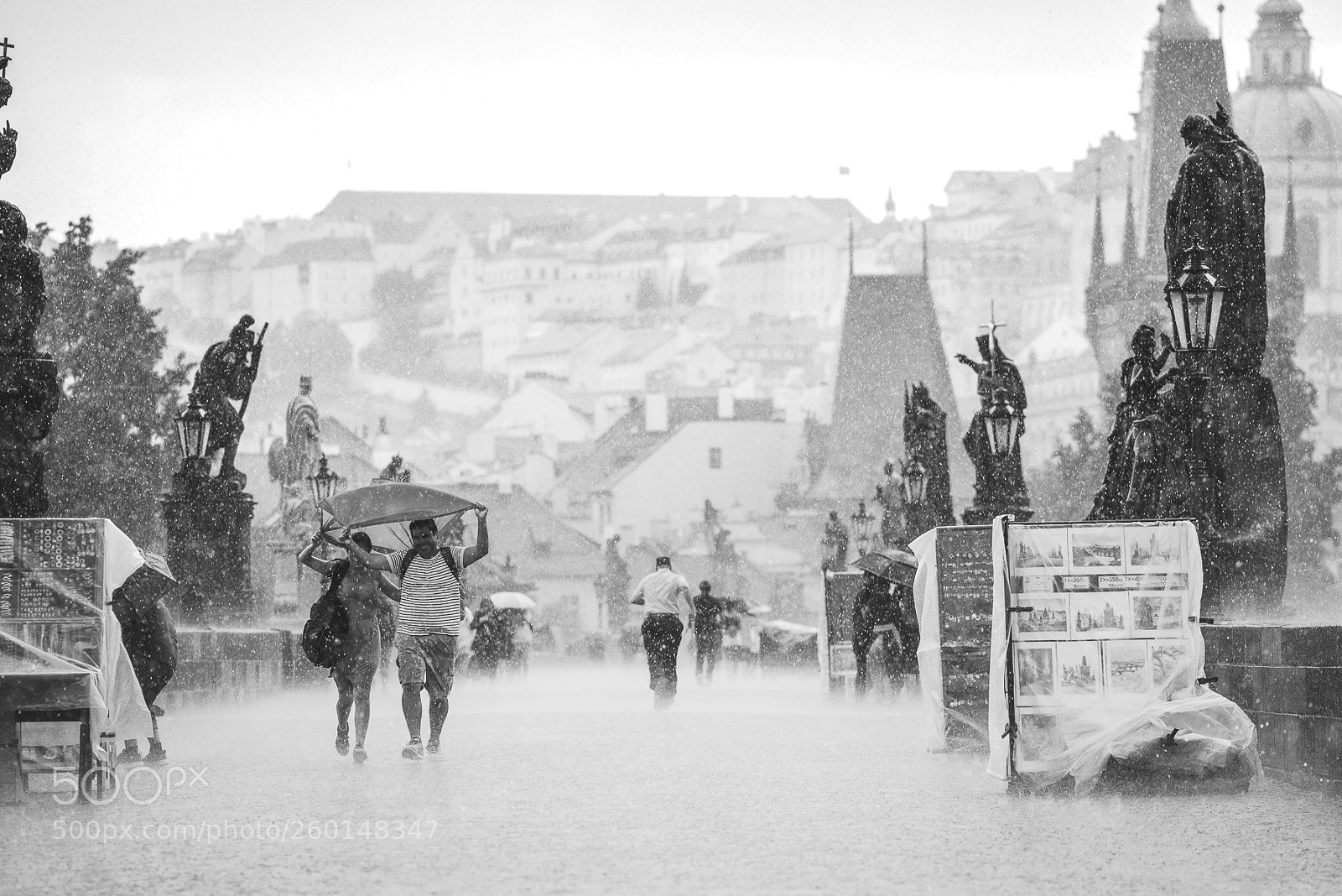 Nikon D810 sample photo. Carls bridge downpour photography